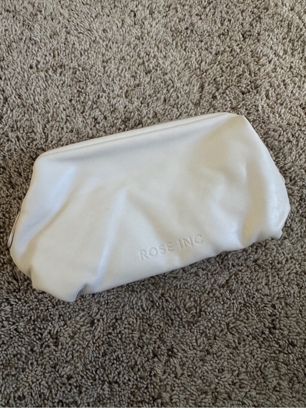 Rose Inc Cream Leather Zip Pouch